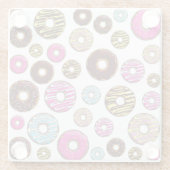 ドーナツのパターン，カラフルドーナツ，振りかける ガラスコースター (裏面)