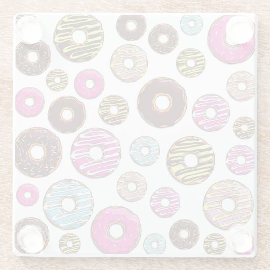 ドーナツのパターン,カラフルドーナツ,振りかける ガラスコースター (裏面)