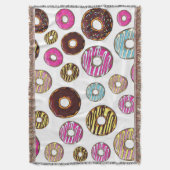 ドーナツのパターン,カラフルドーナツ,振りかける スローブランケット (正面縦)