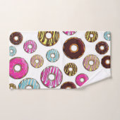 ドーナツのパターン，カラフルドーナツ，振りかける バスタオルセット (ハンドタオル)