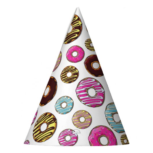 ドーナツのパターン,カラフルドーナツ,振りかける パーティーハット (左)