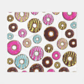 ドーナツのパターン,カラフルドーナツ,振りかける フリースブランケット (正面(横))