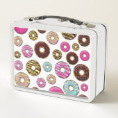 ドーナツのパターン，カラフルドーナツ，振りかける メタルランチボックス (裏面)