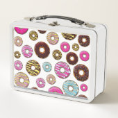 ドーナツのパターン，カラフルドーナツ，振りかける メタルランチボックス (正面)