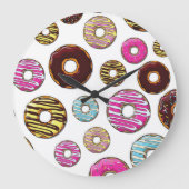 ドーナツのパターン,カラフルドーナツ,振りかける ラージ壁時計 (正面)