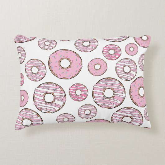 ドーナツのパターン,ピンクのドーナツ,振りかける アクセントクッション (正面)