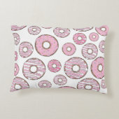 ドーナツのパターン,ピンクのドーナツ,振りかける アクセントクッション (裏面)