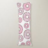 ドーナツのパターン，ピンクのドーナツ，振りかける ボディピロー (正面縦)