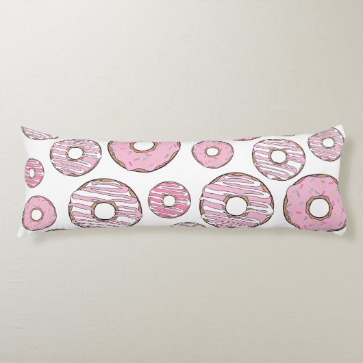 ドーナツのパターン，ピンクのドーナツ，振りかける ボディピロー (正面)