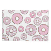 ドーナツのパターン，ピンクのドーナツ，振りかける 枕カバー (裏面)