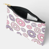 ドーナツのパターン，ピンクのドーナツ，紫色のドーナツ アクセサリーポーチ (見開き)