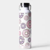 ドーナツのパターン，ピンクのドーナツ，紫色のドーナツ ウォーターボトル (正面)