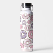 ドーナツのパターン，ピンクのドーナツ，紫色のドーナツ ウォーターボトル (背面)