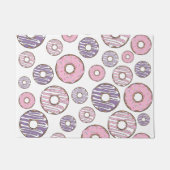 ドーナツのパターン，ピンクのドーナツ，紫色のドーナツ ドアマット (正面)