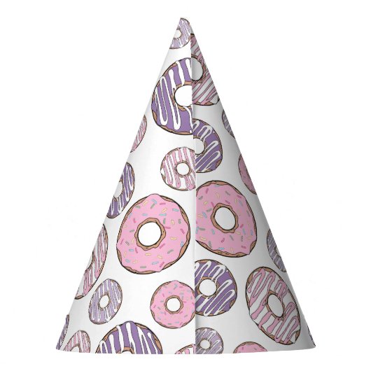 ドーナツのパターン,ピンクのドーナツ,紫色のドーナツ パーティーハット (裏面)