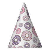 ドーナツのパターン，ピンクのドーナツ，紫色のドーナツ パーティーハット (右)