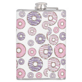 ドーナツのパターン，ピンクのドーナツ，紫色のドーナツ フラスク (裏面)