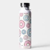 ドーナツのパターン，ピンクのドーナツ，青のドーナツ ウォーターボトル (左面)