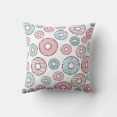 ドーナツのパターン，ピンクのドーナツ，青のドーナツ クッション (裏面)