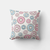 ドーナツのパターン，ピンクのドーナツ，青のドーナツ クッション (正面)