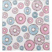 ドーナツのパターン,ピンクのドーナツ,青のドーナツ シャワーカーテン (正面)