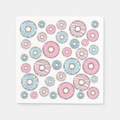 ドーナツのパターン，ピンクのドーナツ，青のドーナツ スタンダードカクテルナプキン (正面)