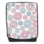 ドーナツのパターン,ピンクのドーナツ,青のドーナツ バックパック (正面)