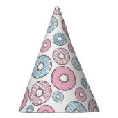 ドーナツのパターン，ピンクのドーナツ，青のドーナツ パーティーハット (右)