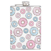 ドーナツのパターン，ピンクのドーナツ，青のドーナツ フラスク (正面)