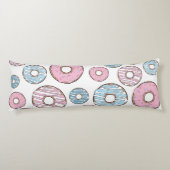 ドーナツのパターン，ピンクのドーナツ，青のドーナツ ボディピロー (裏面)