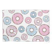 ドーナツのパターン,ピンクのドーナツ,青のドーナツ 枕カバー (正面)