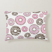 ドーナツのパターン,ピンクドーナツ,ホワイトドーナツ アクセントクッション (正面)