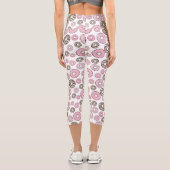 ドーナツのパターン,ピンクドーナツ,ホワイトドーナツ カプリレギンス (裏面)