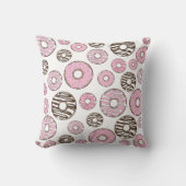 ドーナツのパターン,ピンクドーナツ,ホワイトドーナツ クッション (正面)