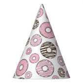 ドーナツのパターン，ピンクドーナツ，ホワイトドーナツ パーティーハット (左)