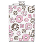 ドーナツのパターン，ピンクドーナツ，ホワイトドーナツ フラスク (正面)