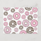 ドーナツのパターン，ピンクドーナツ，ホワイトドーナツ ポストカード (正面)