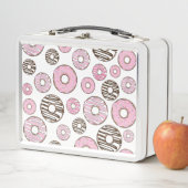 ドーナツのパターン,ピンクドーナツ,ホワイトドーナツ メタルランチボックス (インサイチュ)