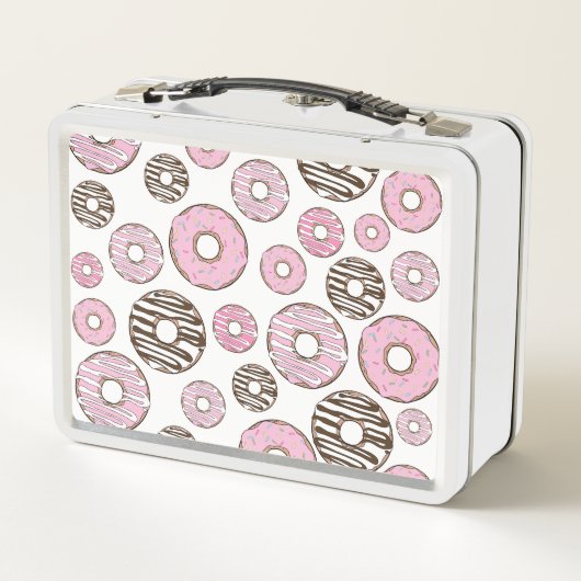 ドーナツのパターン,ピンクドーナツ,ホワイトドーナツ メタルランチボックス (裏面)