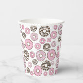 ドーナツのパターン，ピンクドーナツ，ホワイトドーナツ 紙コップ (正面)