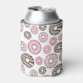 ドーナツのパターン，ピンクドーナツ，ホワイトドーナツ 缶クーラー (缶正面)
