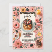 ドーナツのパンケーキ大人ピンクのブランチ30th誕生日 招待状 (正面)