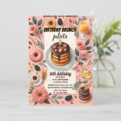 ドーナツのパンケーキ大人ピンクのブランチ30th誕生日 招待状 (スタンド正面)