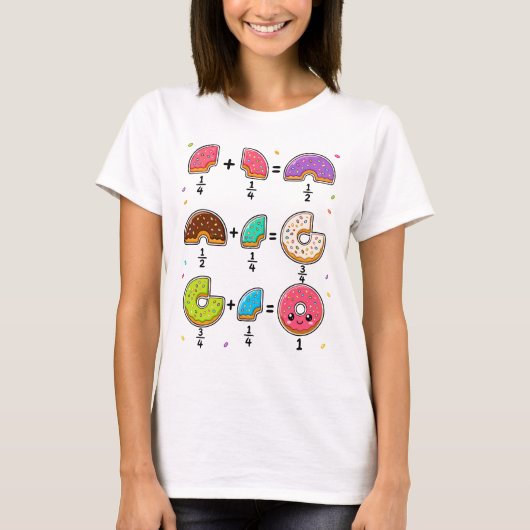 ドーナツの分数 学習 数学のユーモア Tシャツ (正面)