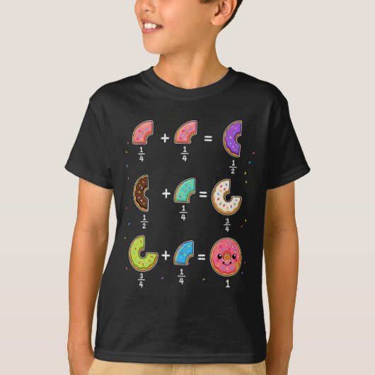 ドーナツの分数 学習 数学のユーモア Tシャツ (正面)