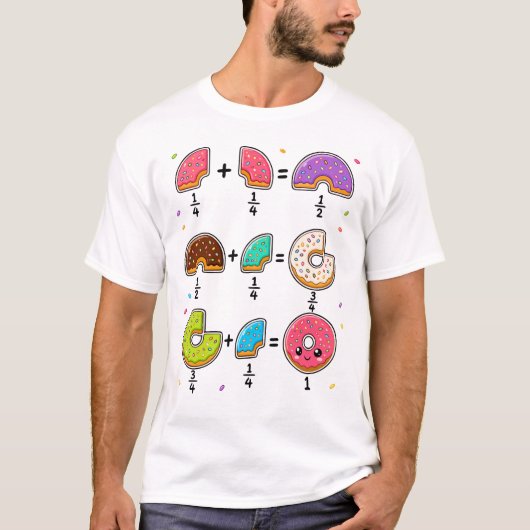 ドーナツの分数 学習 数学のユーモア Tシャツ (正面)