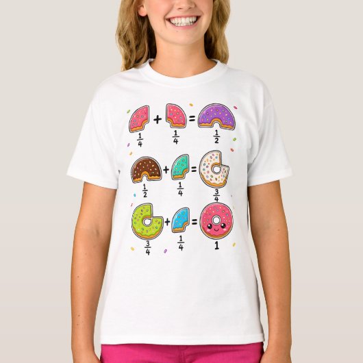 ドーナツの分数 学習 数学のユーモア Tシャツ (正面)