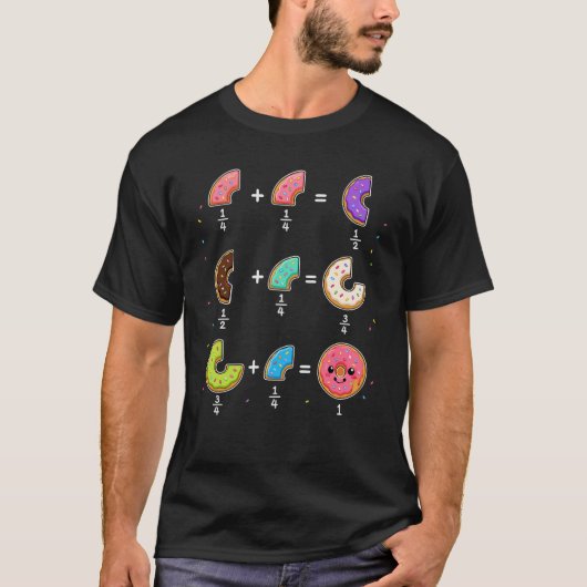 ドーナツの分数 学習 数学のユーモア Tシャツ (正面)