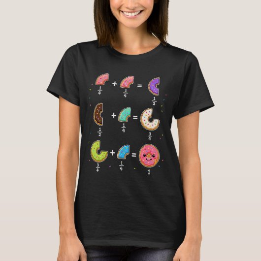 ドーナツの分数 学習 数学のユーモア Tシャツ (正面)