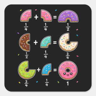 ドーナツの分数 学習 数学ユーモア スクエアシール